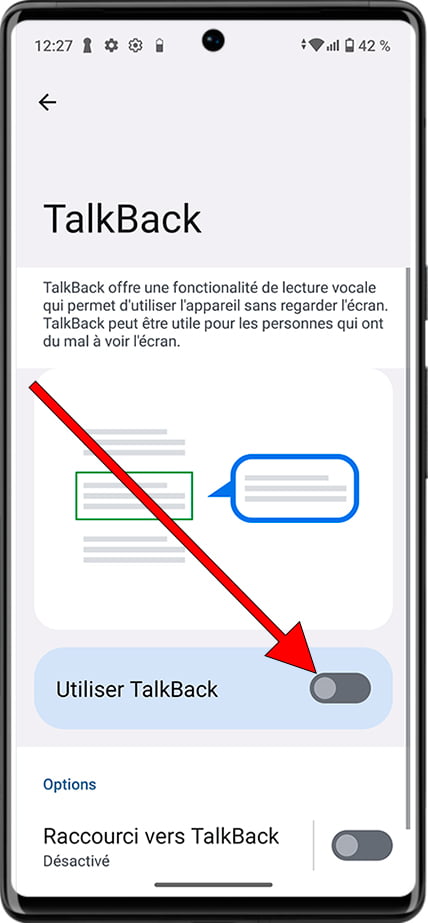 Activez désactiver TalkBack Android