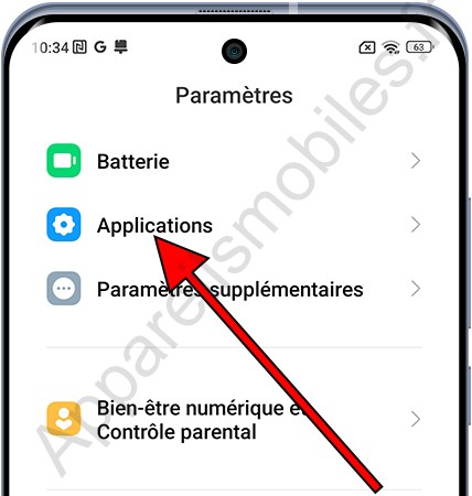 Paramètres de l'application Xiaomi