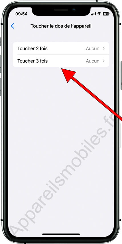 Appuyez deux ou trois fois sur iPhone