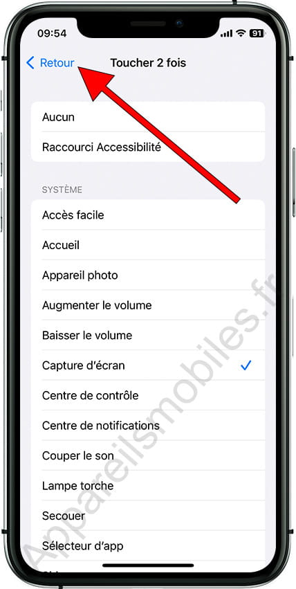 Retourner à l'iPhone