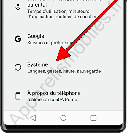 Paramètres du système Android