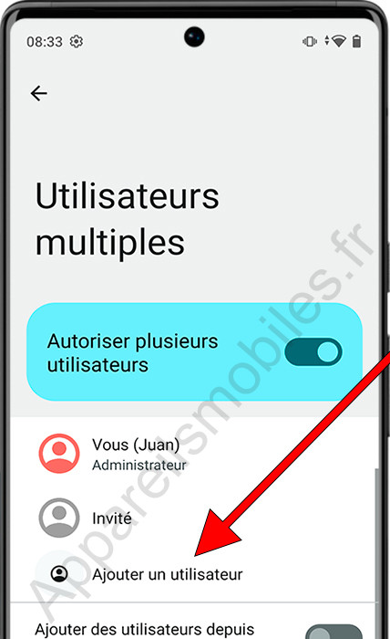 Ajouter un utilisateur Android