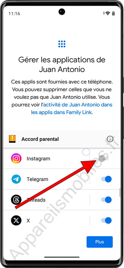 Gérer les applications dans le contrôle parental Android