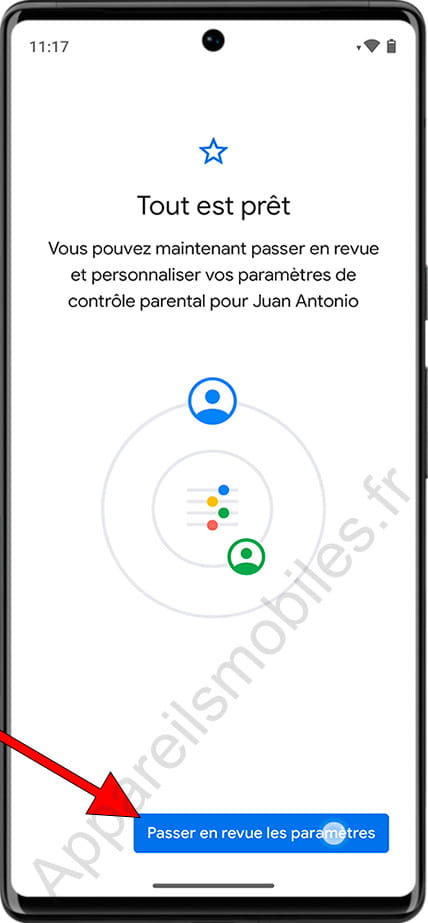 Contrôles parentaux correctement configurés sur Android