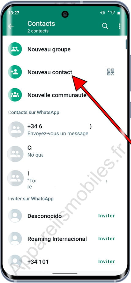 Nouveau contact WhatsApp