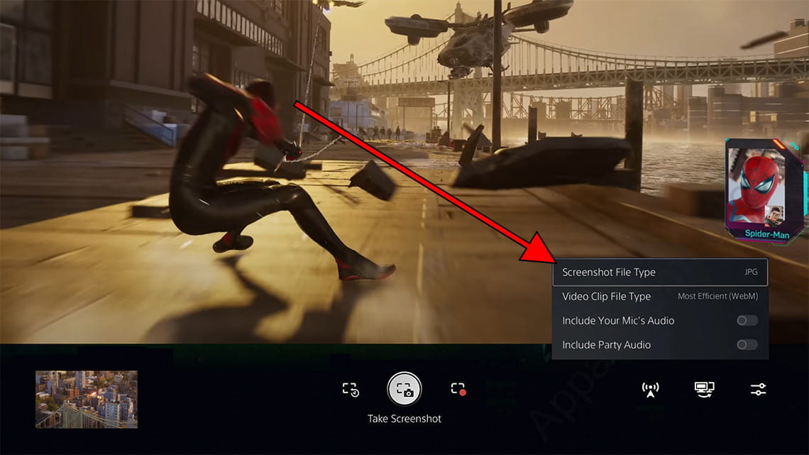Type de fichier pour capture d'écran sur PS5