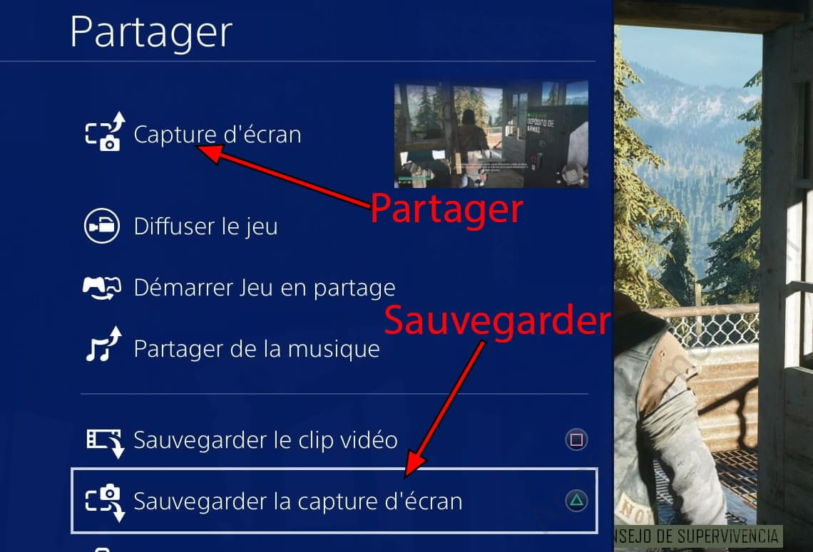 Options de partage sur PS4