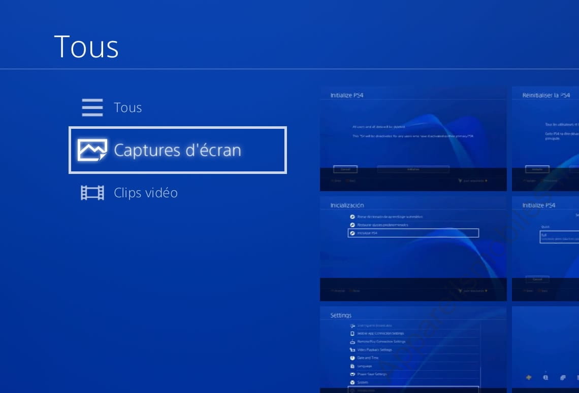 Captures d'écran galerie PS4
