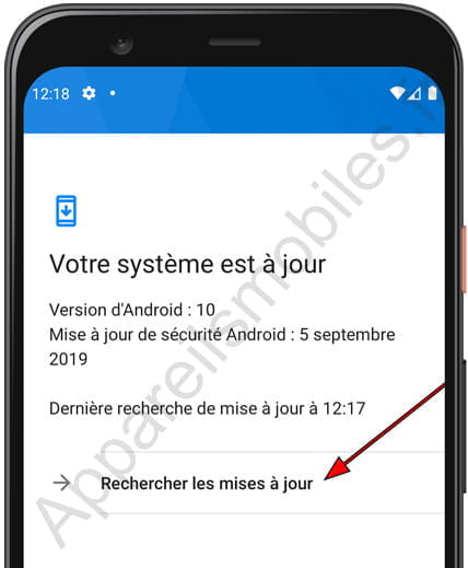 Rechercher les mises à jour Android
