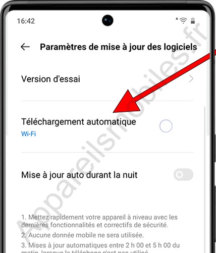 Téléchargement automatique de mise à jour sur Realme