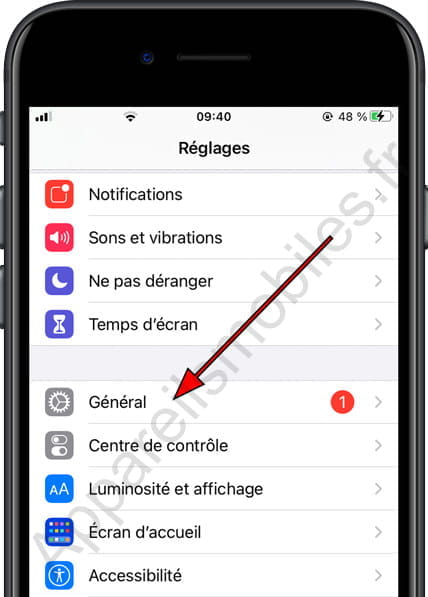 Réglages général iPhone