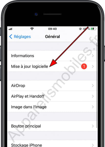 Mise à jour logicielle iPhone