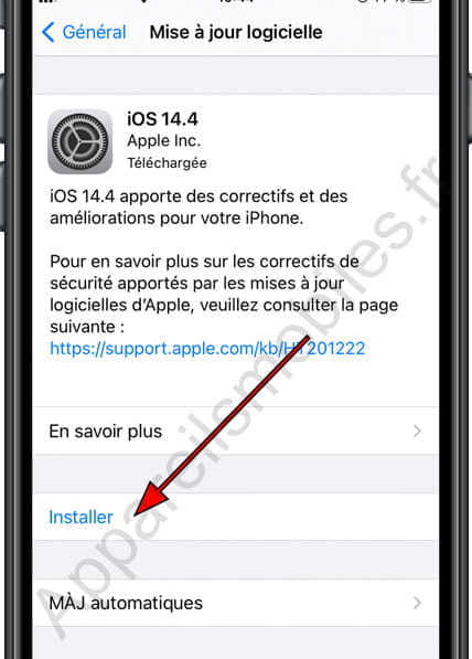 Installer mise à jour iPhone