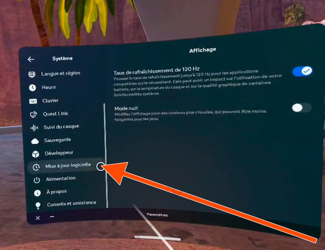 Mise à jour du logiciel Meta Oculus Quest