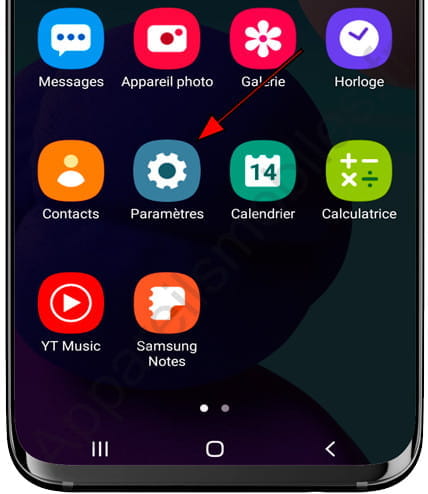 Paramètres de l'appareil Samsung