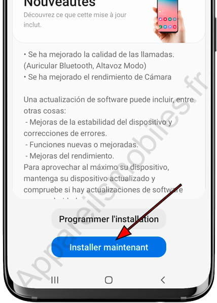 Installer mise à jour Samsung