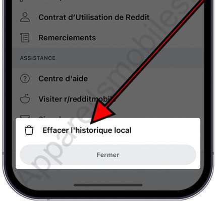Confirmer l'historique local Reddit clair