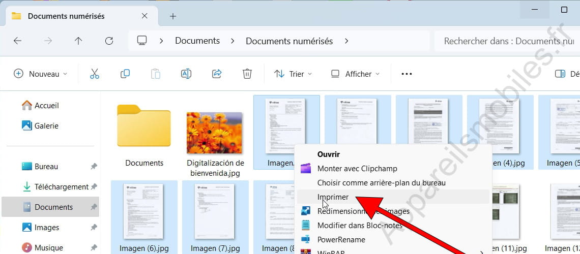 Imprimer à partir du menu contextuel de Windows