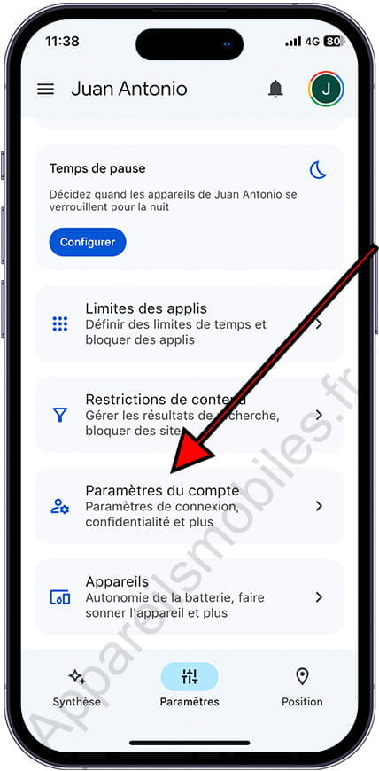 Configuration du compte Family Link