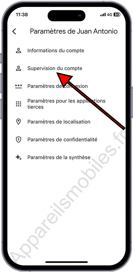 Supervision du compte Family Link