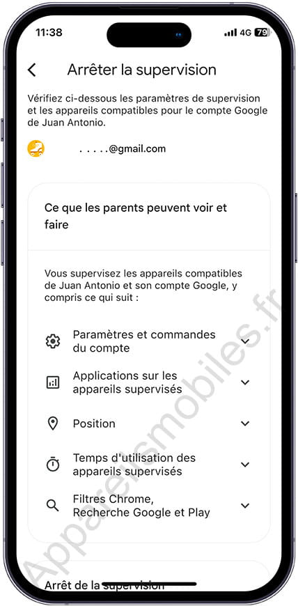 Arrêter la supervision  de Family Link