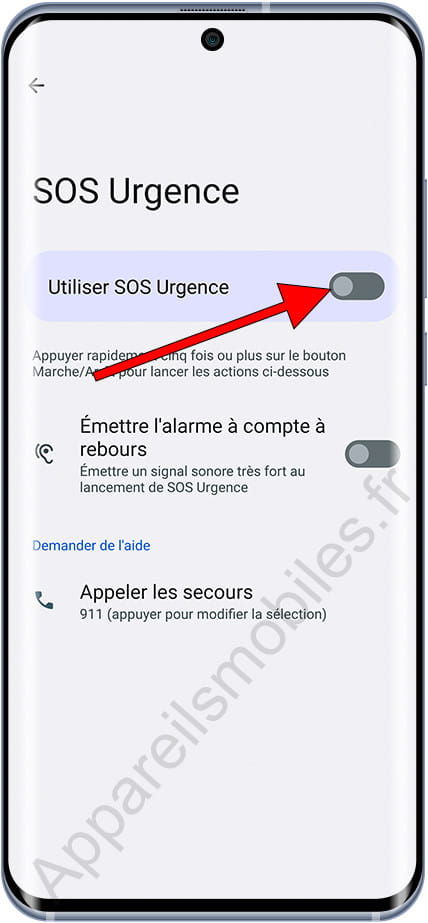 Activer SOS Urgence Android