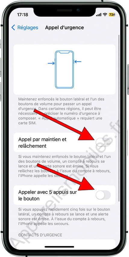Activer les paramètres d'urgence iPhone