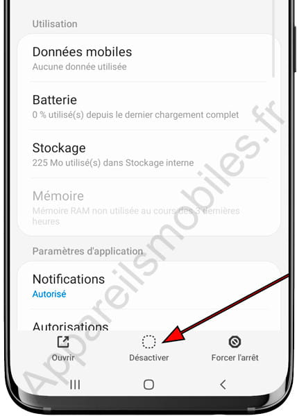 Désactiver application Samsung