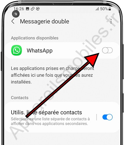 Activer la messagerie double sur Samsung