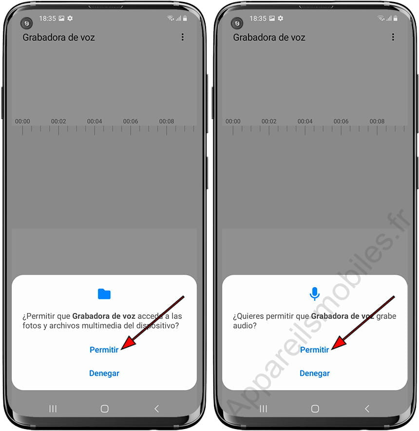 Autorisations de l'enregistreur vocal Samsung