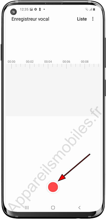 Bouton Démarrer l'enregistrement vocal