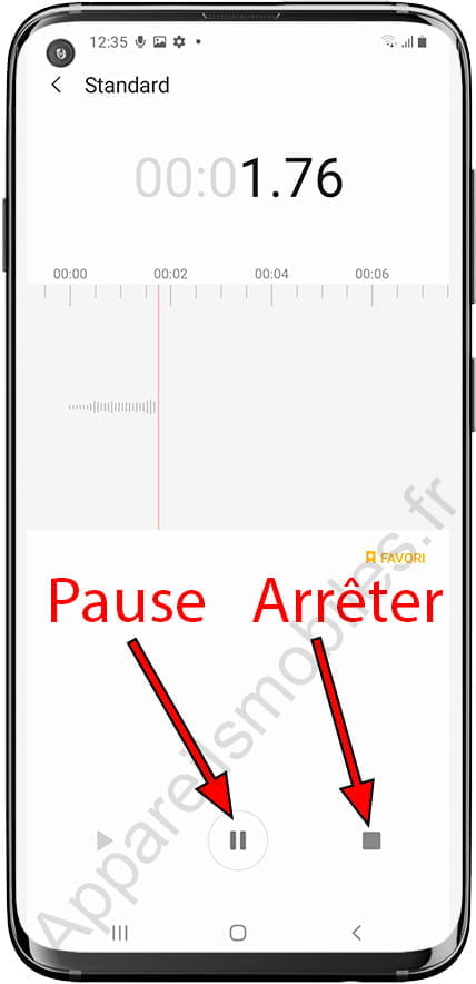 Mettre en pause et arrêter l'enregistrement vocal