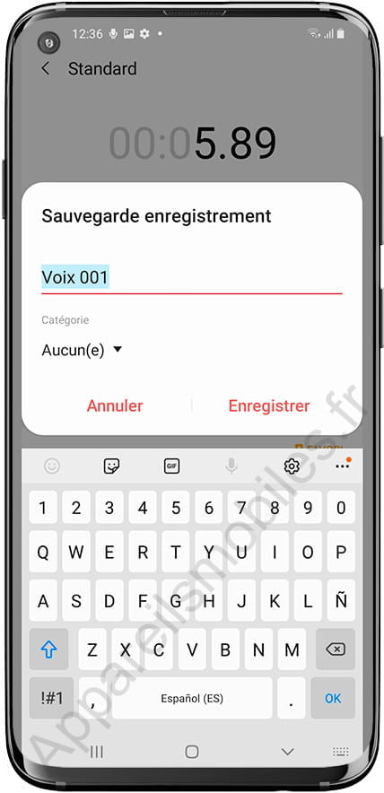 Enregistrer l'enregistrement vocal sur Samsung