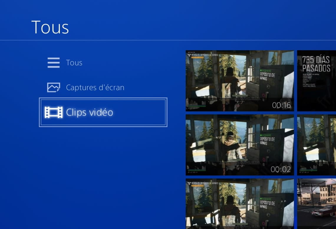 Clips vidéo galerie PS4