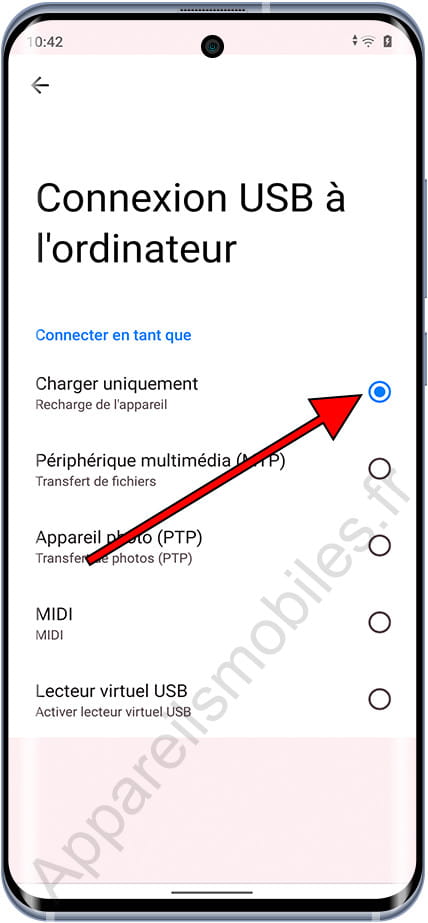 Connexion charger uniquement