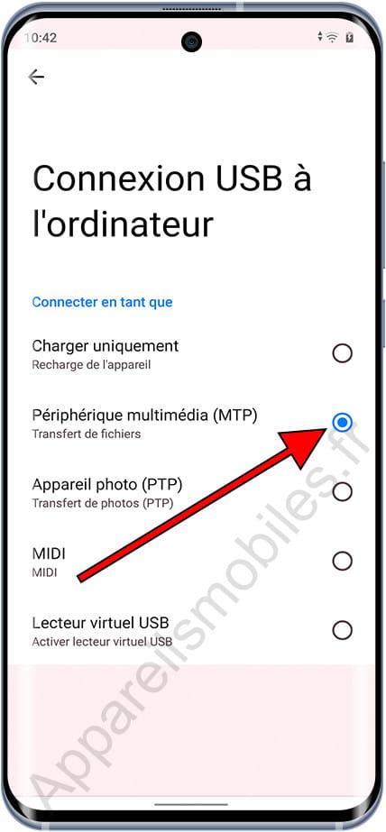Connexion MTP