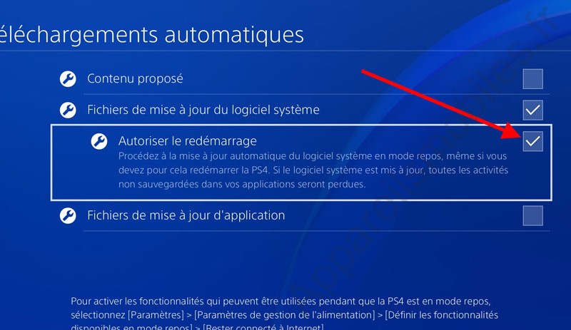 Autoriser le redémarrage automatique PlayStation 4