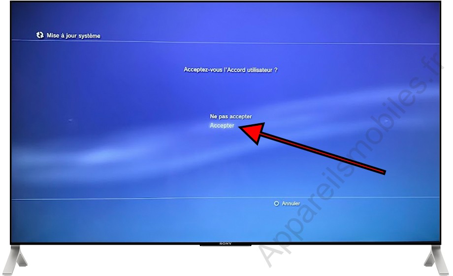 Accepter l'accord utilisateur PS3