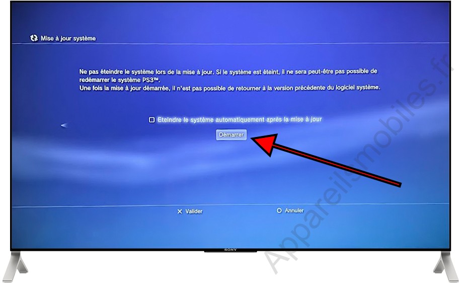 Démarrer la mise à jour PS3