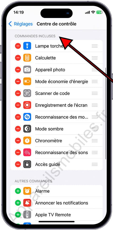 Commandes incluses iPhone
