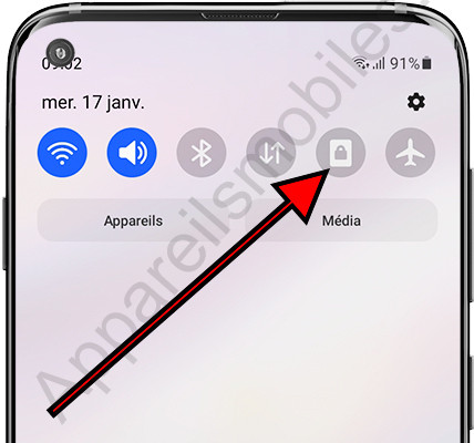Nouvelle icône du panneau de raccourcis Samsung