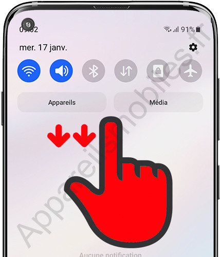Ouvrez le panneau de raccourcis complet de Samsung