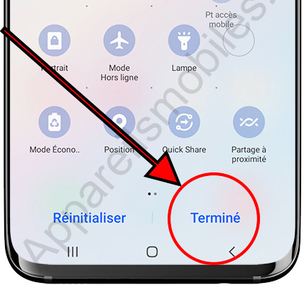 Terminer la modification des raccourcis Samsung