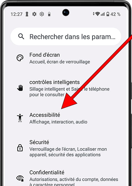 Paramètres accessibilité Android
