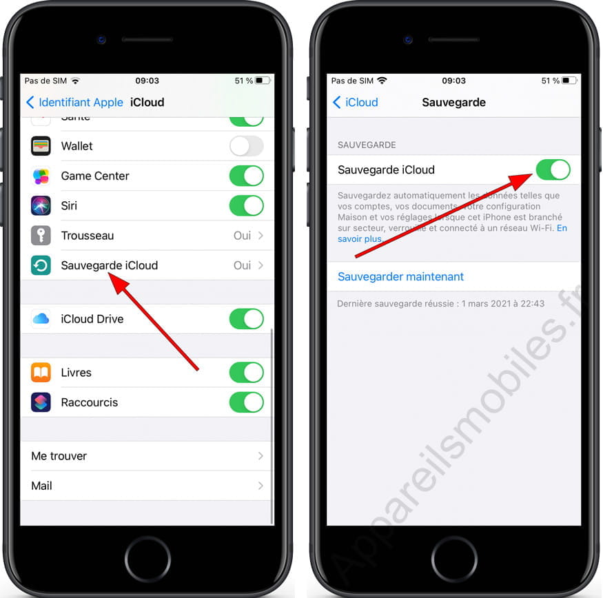 Sauvegarde iCloud iPhone