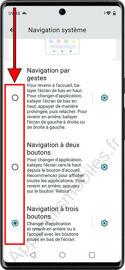 Choisissez le type de navigation Android