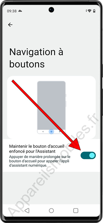 Assistant de configuration sur le bouton Android