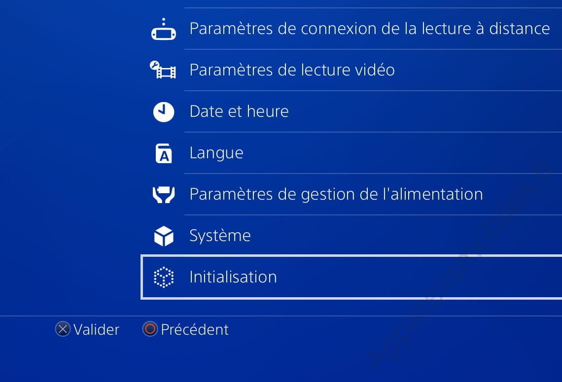 Initialisation  PlayStation 4
