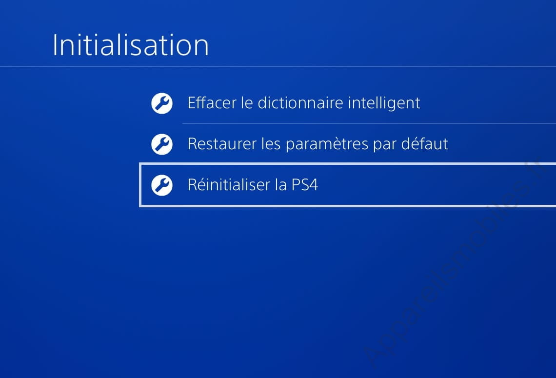 Réinitialiser la PS4
