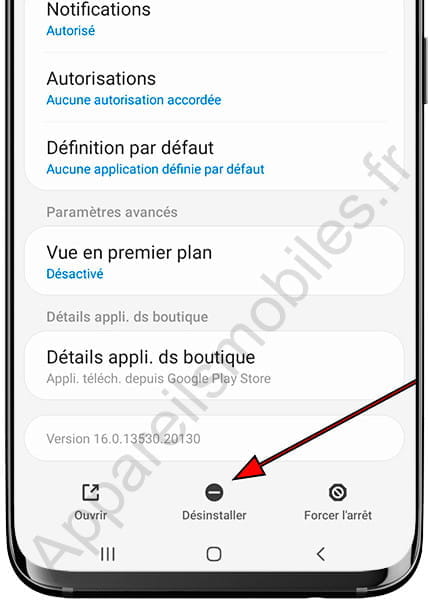 Désinstaller application Samsung